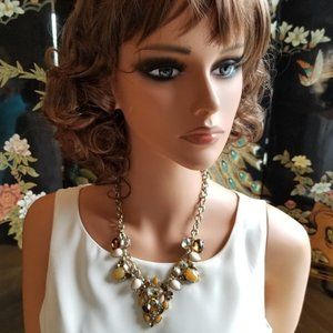 Vintage Formal Rhinestone Jeweled Bib Necklace